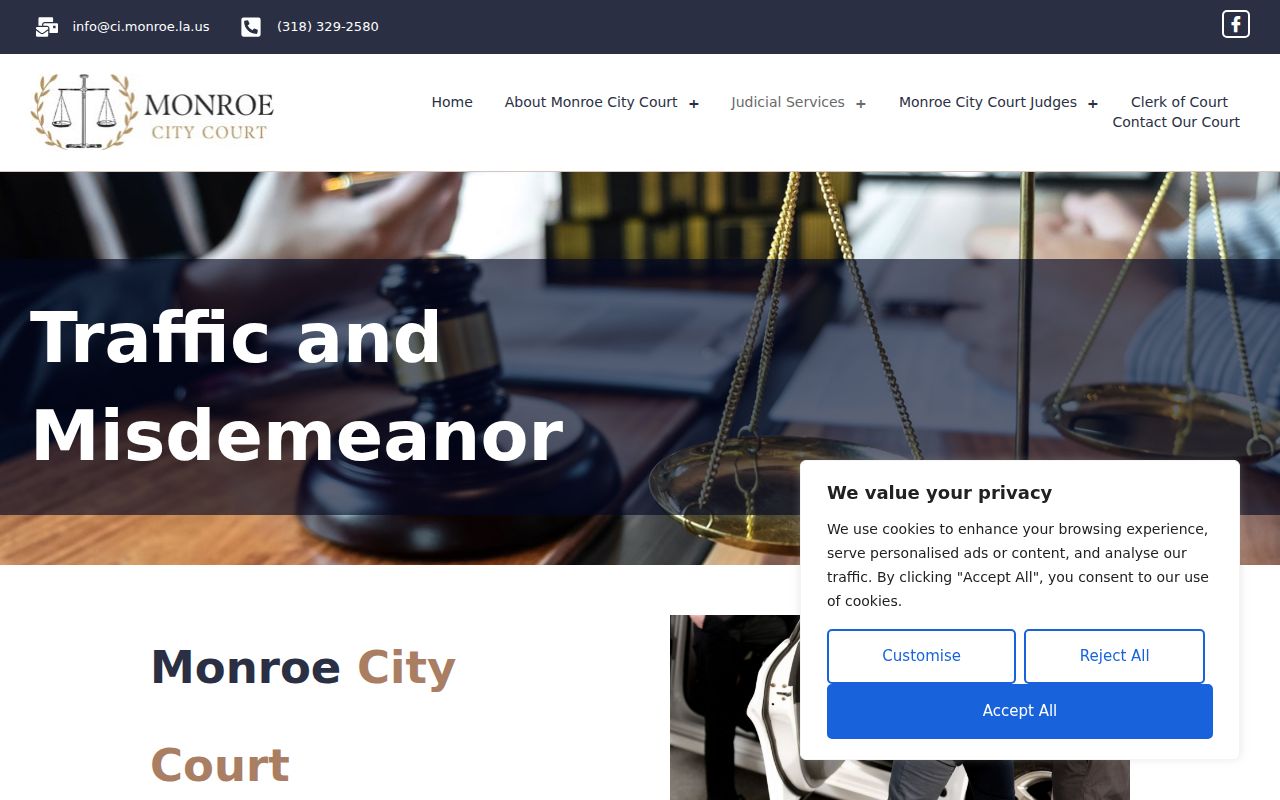 Monroe traffic and misdemeanor process page for Ouachita Parish city court warrant payments
