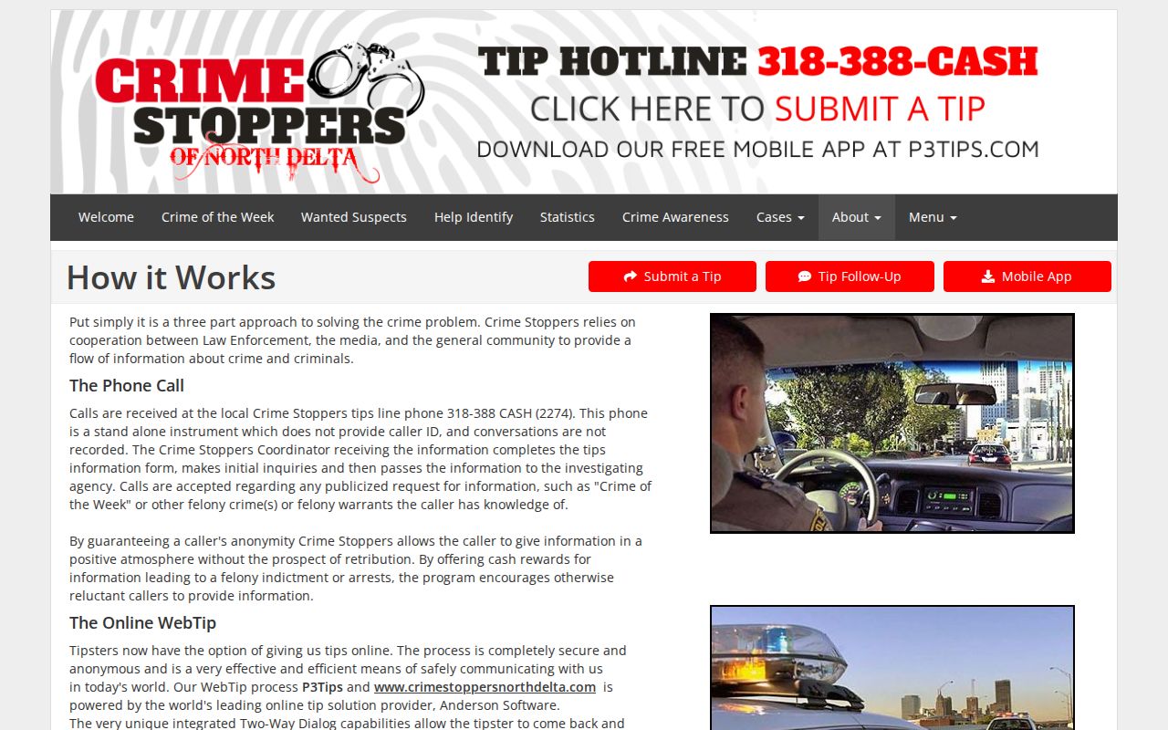 Crime Stoppers anonymous tip and reward program used for Ouachita Parish warrant and ticket scams